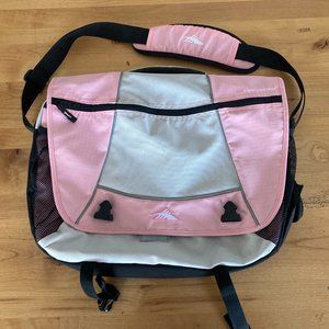 High Sierra Tank Messenger BabyPink and Gray Laptop Tablet School Shoulder Bag
